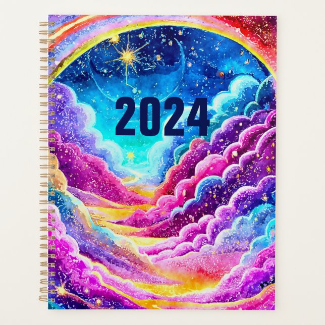 PLANNER 2024 COLORÉ CUTE ABSTRAIT GALAXY DESIGN (Devant)