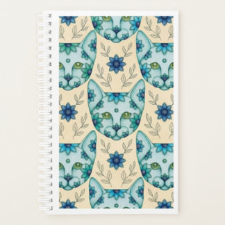 PLANNER CHATS BLEUS avec FLEURS