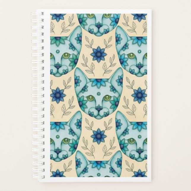 PLANNER CHATS BLEUS avec FLEURS (Devant)