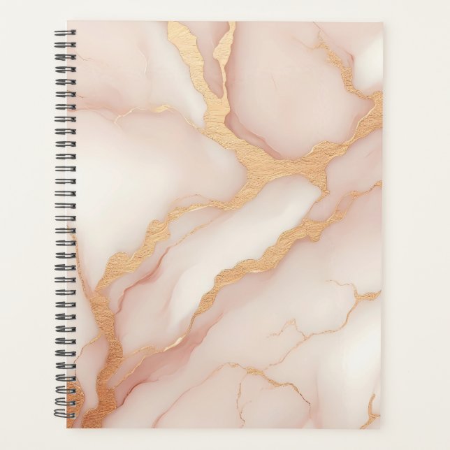 Planner en marbre rose vif avec veines or (Devant)