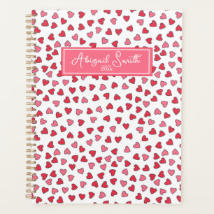 Planner Motif de Coeurs Rose et Rouge mignon