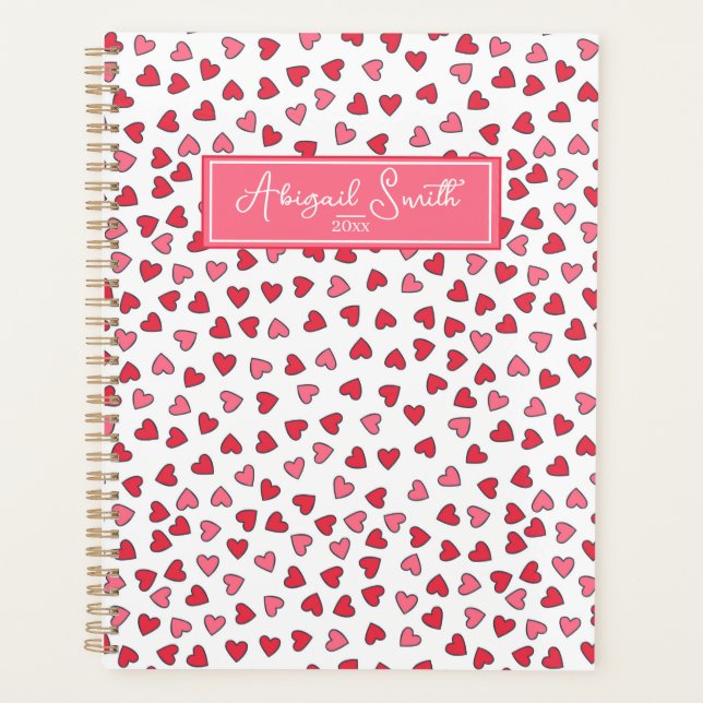 Planner Motif de Coeurs Rose et Rouge mignon (Devant)