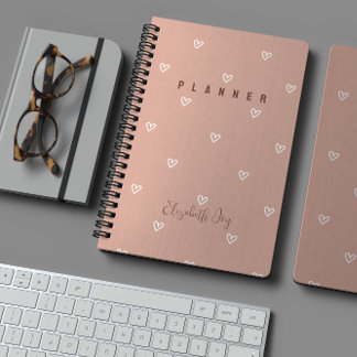 Planner Personnalisable Minimal Coeurs Roses