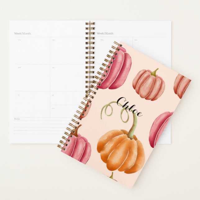 PLANNER pour automne+autum, citrouille (Devant avec enveloppe)