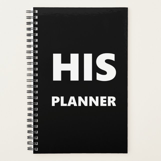 Planner Pour Hommes Son Planneur Noir Police Blanc (Devant)