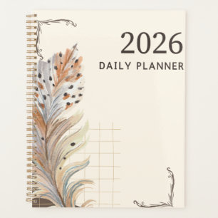 "Planner quotidien 2026"   Plume terreuse & Grille