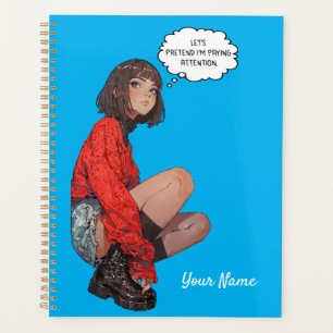 Planner - Stylish Anime Girl in Red Sweater