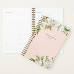 Planneur Floral Blanc Hiver Personnalisé<br><div class="desc">Planificateur imprimé personnalisé personnalisé avec votre nom et votre année ou tout autre texte personnalisé. Le design est doté d'une bordure florale blanche d'aquarelle féminine sur un arrière - plan rose vif. Utilisez les outils de conception pour choisir une couleur arrière - plan, modifier les polices de texte et la...</div>
