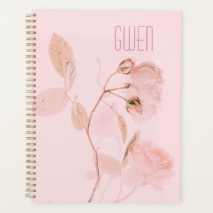 Planneur floral rose doux personnalisé