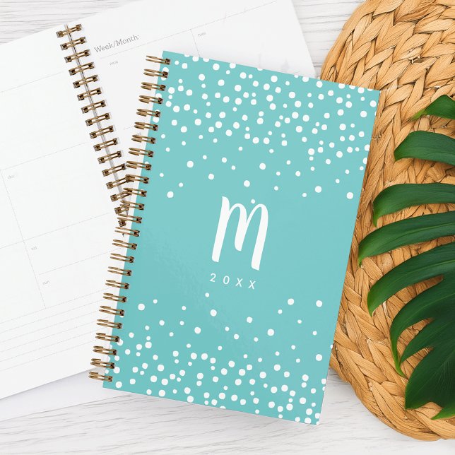 Planneur Monogramme Confetti Dots | Eau (Créateur téléchargé)