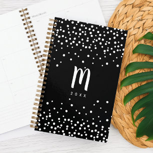 Planneur Monogramme Confetti Dots   Noir & Blanc
