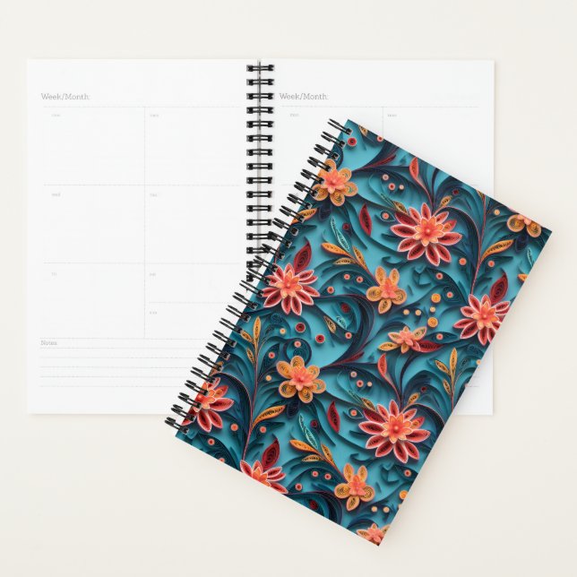 Planneur motif en papier floral transparent (Devant avec enveloppe)