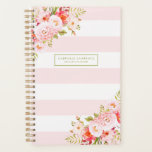 Planneur sur mesure pour femmes roses et pivoines<br><div class="desc">Illustrations féminines et élégantes de peonies roses,  fleurs et feuillage. Ce planificateur botanique rose sera parfait comme cadeau personnalisé.</div>
