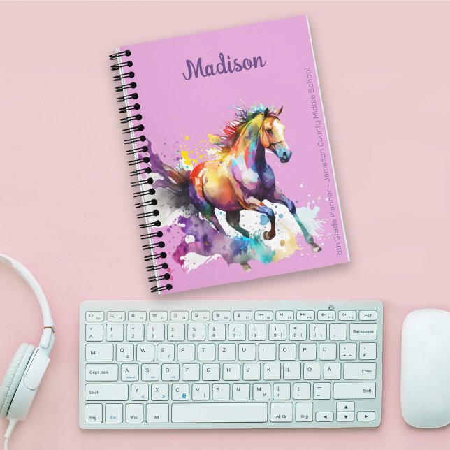 Plannificateur de nom personnalisé Cheval Arc-en-c (Créateur téléchargé)