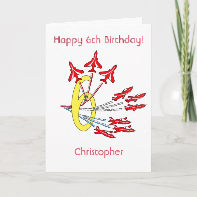 Plans à réaction rouges - Carte d'anniversaire 6 a (Devant)
