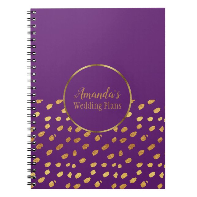 Plans de mariage élégants violet et or Journal (Devant)