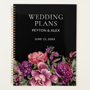 Plans de mariage floraux rose violet noir botaniqu
