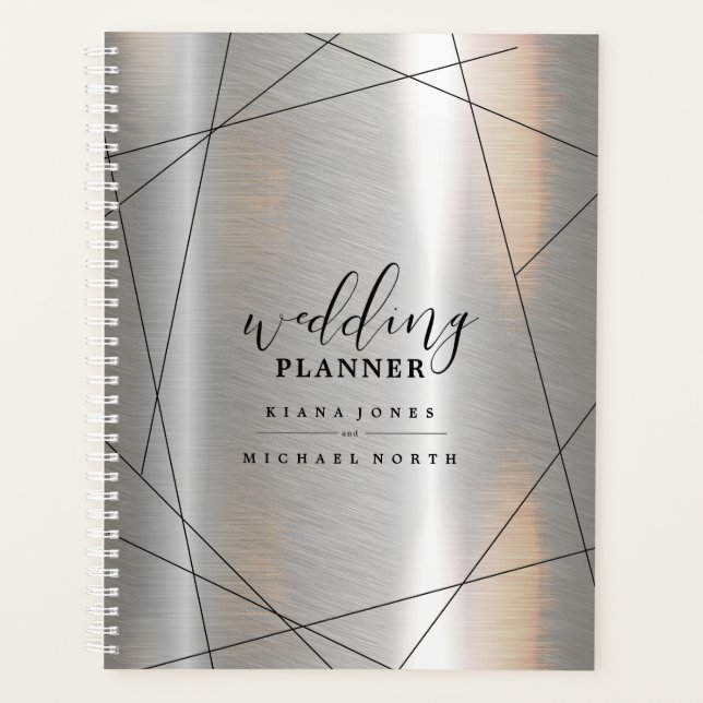 Plans de mariage géométriques métalliques Argent/N (Devant)