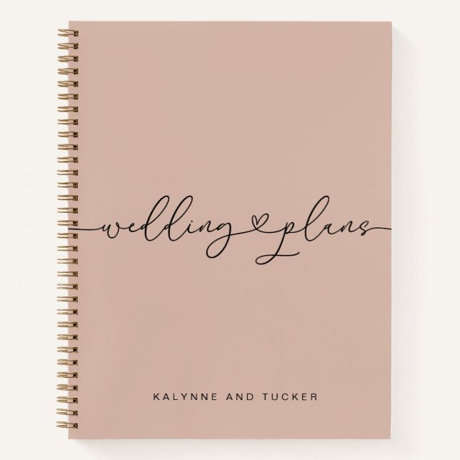 Plans de mariage rose élégante Fleurir Cahier coeu (Devant)