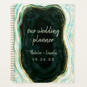 Plans de Mariage turquoise Green & Gold Agate Marb