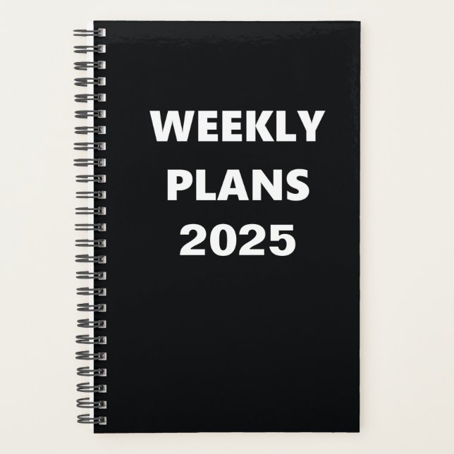Plans hebdomadaires 2025 Simple Noir Blanc Design (Devant)