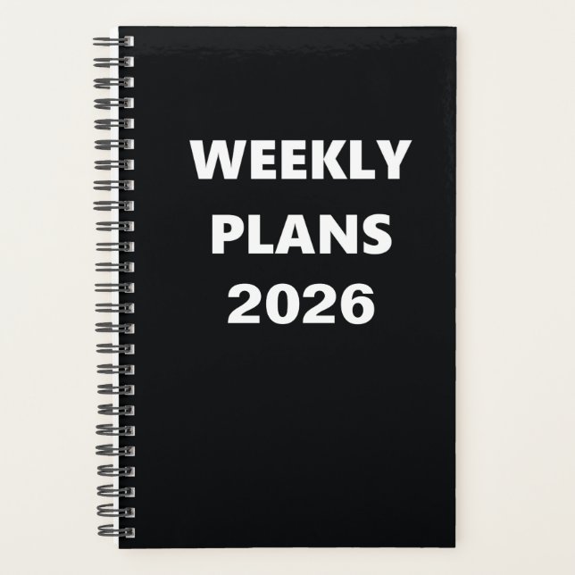 Plans hebdomadaires 2026 Simple Noir Blanc Design (Devant)