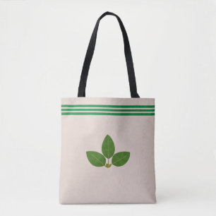 Plante Bay Leaf sur Sac fourre-tout vert et beige