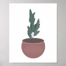 Plante dans un pot en argile Art mural à feuilles 