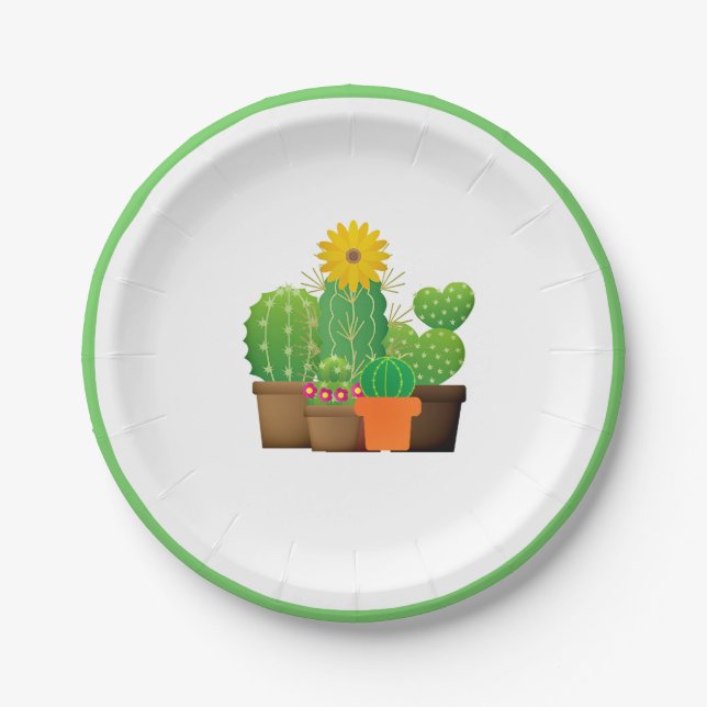 Plante de Cactus en Pot Fête  Assiette en Papier (Devant)