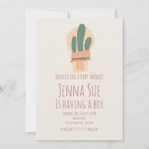 Plante de cactus moderne en pot Baby Shower arc-en