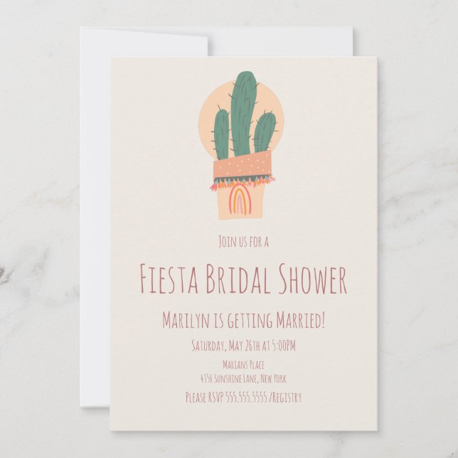 Plante de cactus moderne en pot Lavage de mariage  (Devant)