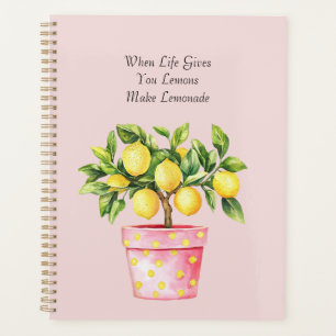 Plante de citron jaune de pot rose