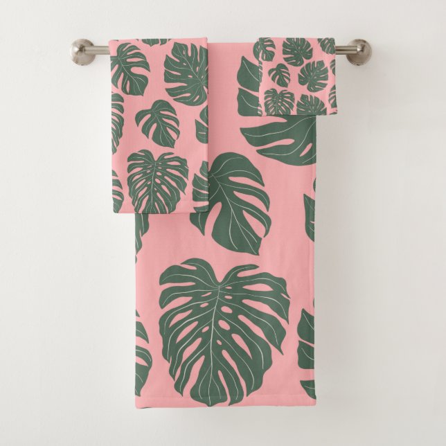 Plante de feuille Monstera Botanique en rose et ve (En situation)