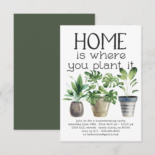 Plante en pot | Invitation à une fête de pendaison (Devant / Derrière)