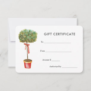 Plante Feuille vert aquarelle Certificat cadeau