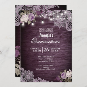 Plante Florale Rustique Quinceanera Invitation