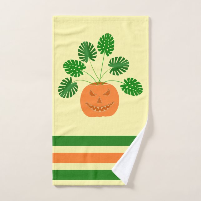 Plante Halloween Monstera en Citrouille (Serviette à main)