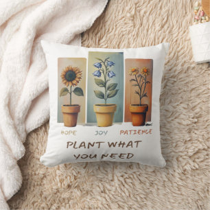 Plante Hope Joy Patience Coussin - Grow Positivity