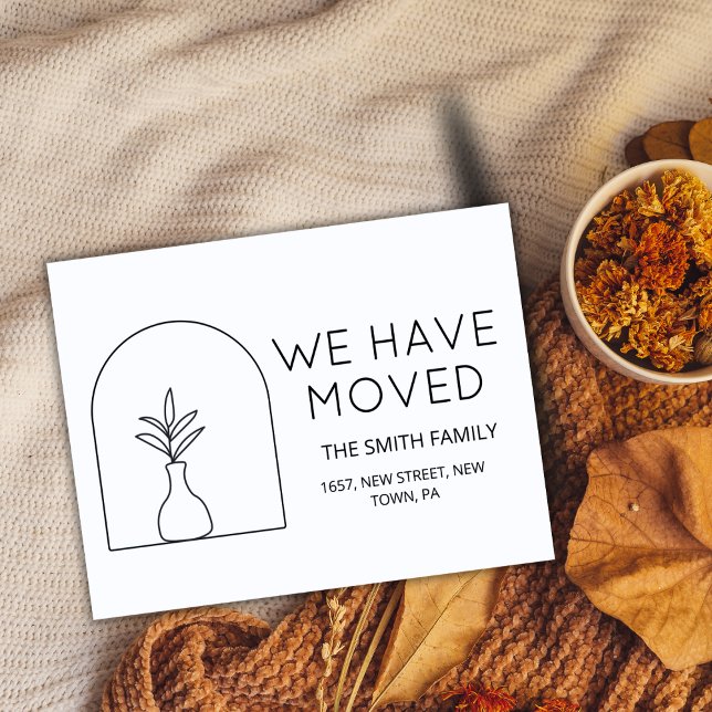 Plante minimal Noir nouveau faire-part de déménage (We have moved moving announcement card for change of address or new address for new home)
