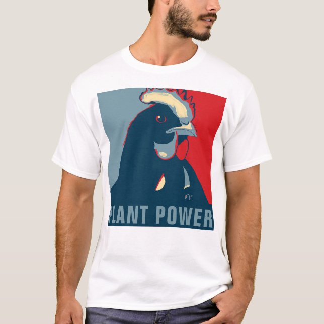 Plante Power Rouge Bleu Bleu Pop Art Picken Tshirt (Devant)
