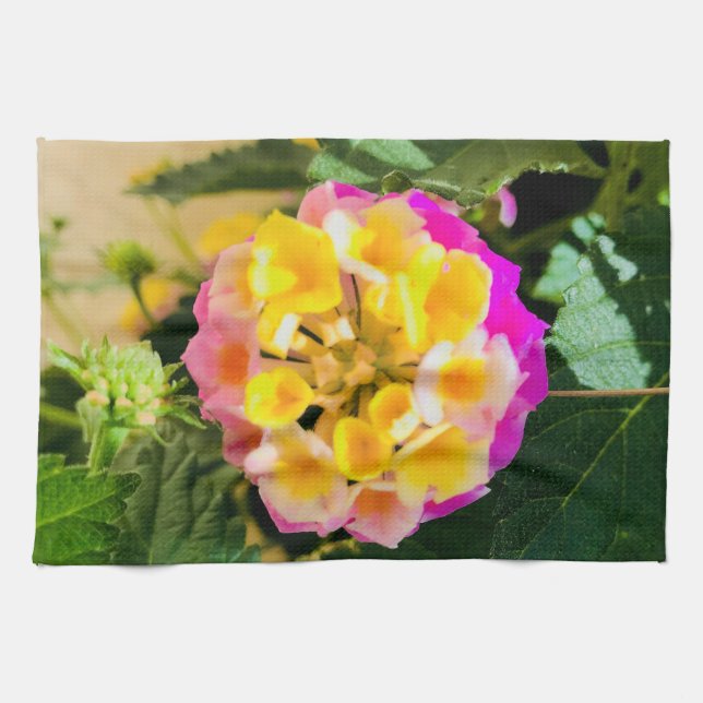 Plante rose et jaune de serviette de cuisine de (Horizontal)