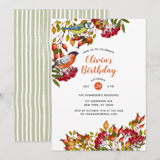 Plantes botaniques et oiseaux Invitation d'anniver
