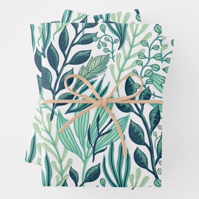 Plantes de feuilles vertes botaniques modernes  (En situation)