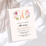 Plantes de pêche rose 60e anniversaire invitation<br><div class="desc">Une invitation moderne, élégante et glamour pour un 60ème anniversaire. Un arrière - plan de couleur pêche. Décoré avec des numéros de foral en faux or et rose. Le nom est écrit avec un script de style moderne écrit à la main. Personnalisez et ajoutez les détails de votre fête. 1...</div>