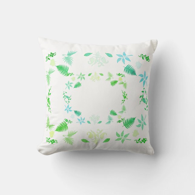 Plantes Feuilles Vertes Nature Jeté Coussin (Recto)