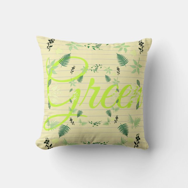 Plantes Feuilles Vertes Nature Jeté Coussin (Recto)
