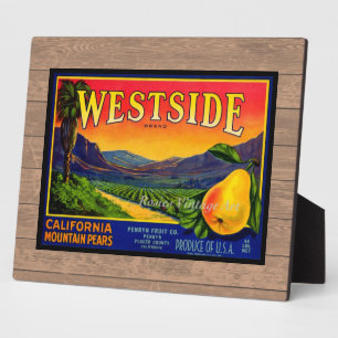 Plaque à carreaux Étiquette vintage à poires