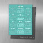 Plaque Aimantée Effaçable Calendrier 2024 Voir l'année complète - Aqua Minim<br><div class="desc">Un calendrier minimal de base de 12 mois avec un arrière - plan couleur uni. Une recherche standard pour votre bureau à domicile ou casier scolaire.</div>