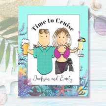 Croisière Cute Couple Cartoon Plage Tropical