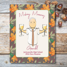 Drôle Cartoon Homme Champagne Automne Croisière Po